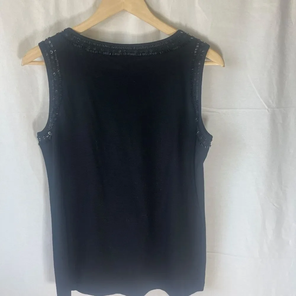 Chico's NWT‎ Black Bead And Sequin Trim Tank Top Sz 1/M